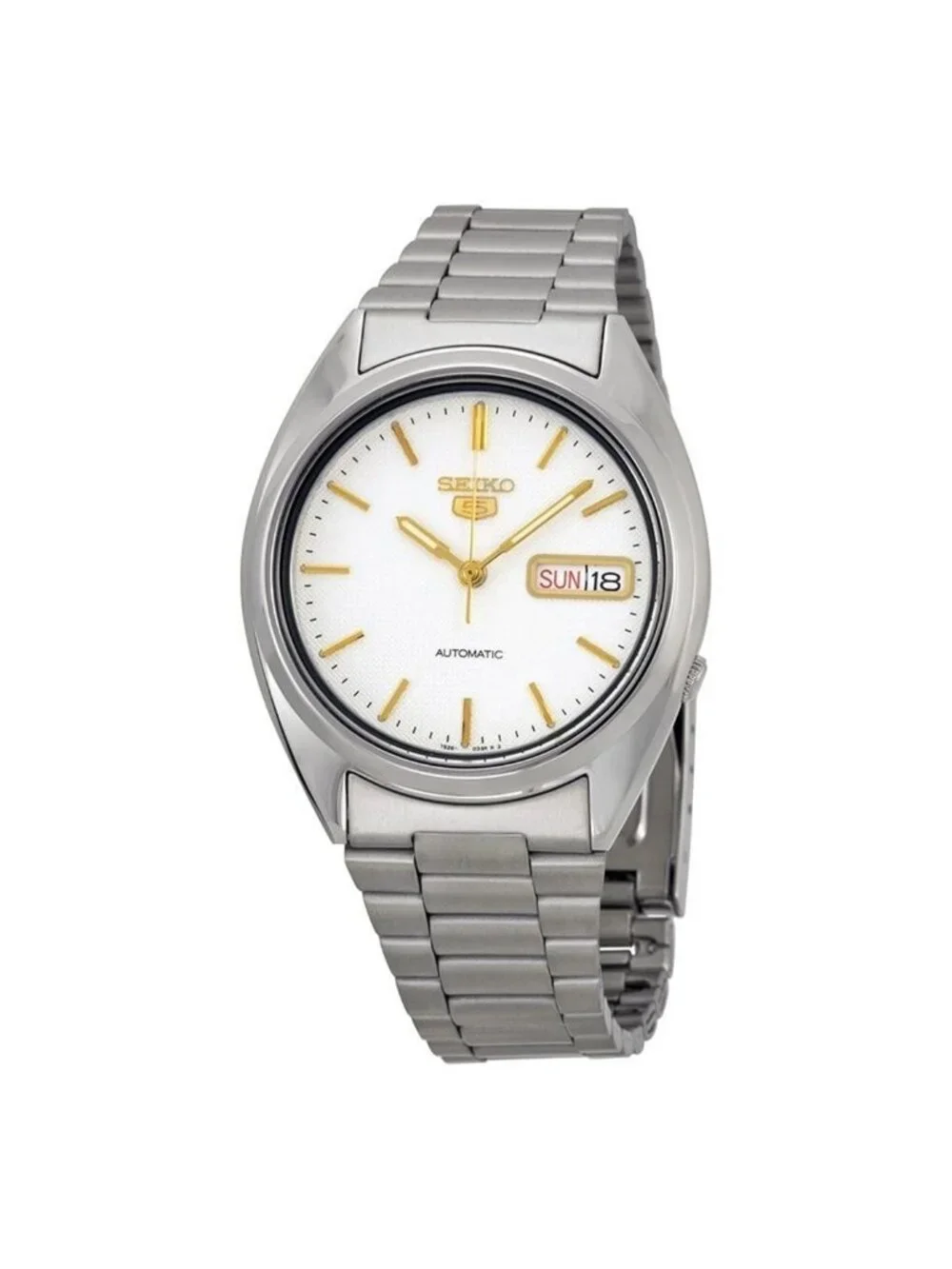 NWT Seiko Series 5 Automatic Off White Dial Men's Watch
